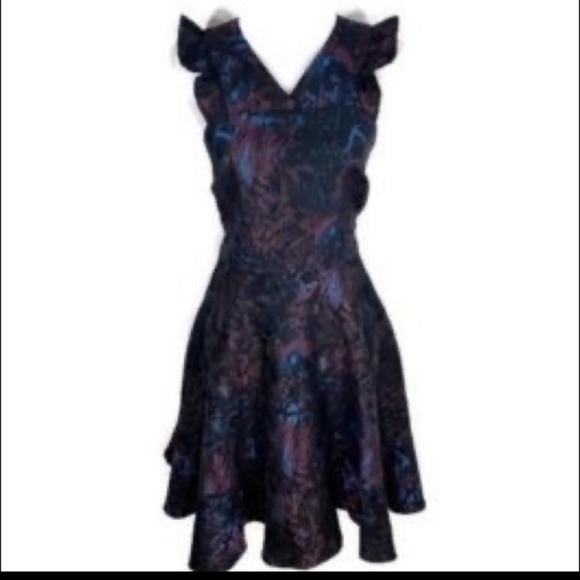 Slate and Willow Black and Burgundy Fit and flare dress‎ sz 10 - Picture 4 of 5